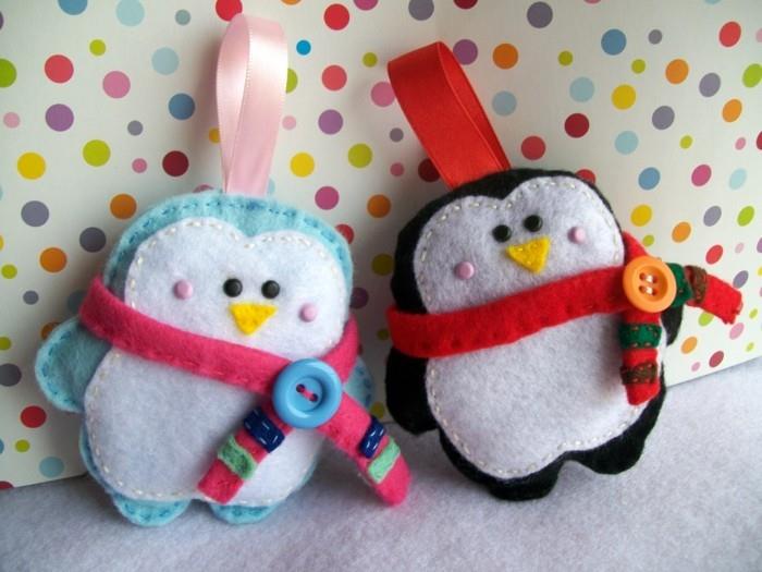 קישוט חג המולד לתפור פינגווינים עם לבד צעיף
