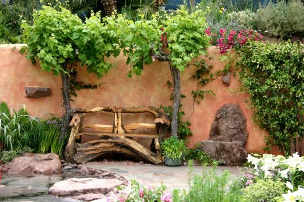 יין ספסל עץ טבעי אריחי בריכת בריכה אבנים טבעיות