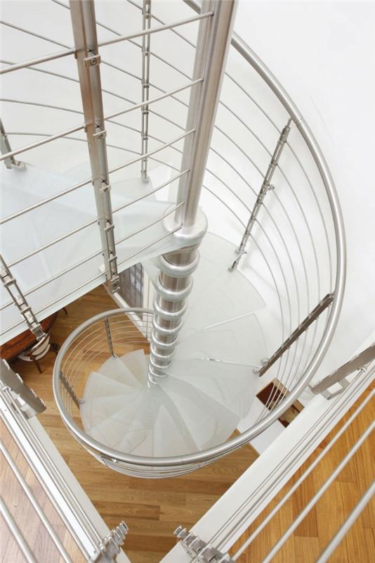 עיצוב מדרגות לולייניות עיצוב פנים מודרני אדריכלות מדרגות זכוכית מעקות מתכת
