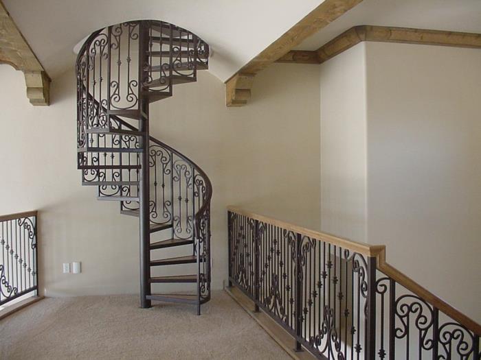 עיצוב מדרגות לולייניות עיטורי ברזל מעקה מדרגות