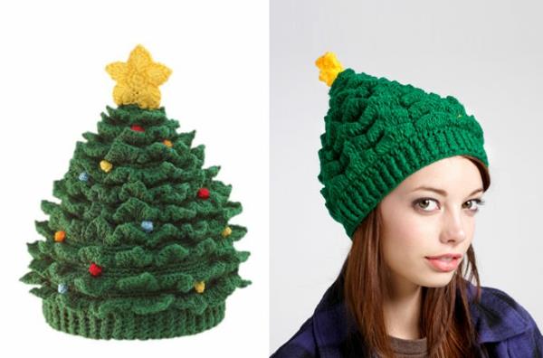 כובעי חורף נשים עץ חג המולד ירוק