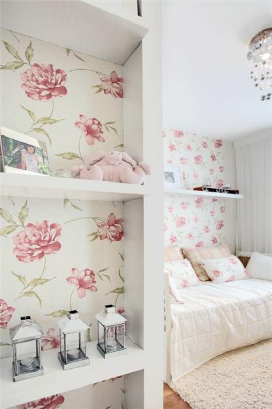 עיצוב קירות חדר ילדות טפט ורדים