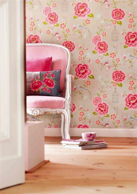 קירות עיצוב טפט מוטיבים פרחוניים ורדים