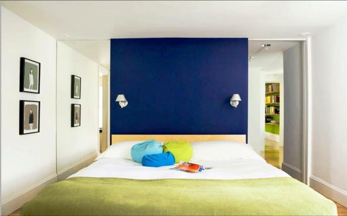 קירות ציור רעיונות חדר שינה מבטא כחול
