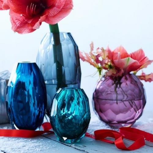 אביזרי בית אגרטלי זכוכית בצבע סגול וכחול