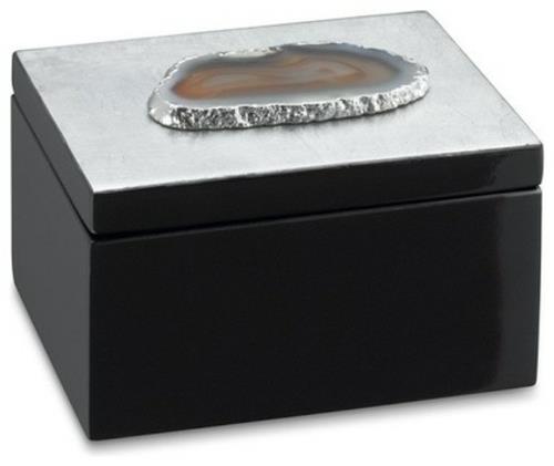 קופסת תכשיטים לאביזרים לבית בצבע שחור עם אגת