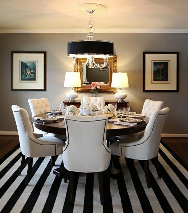 עיצוב נברשת שולחן עגול בשחור ולבן