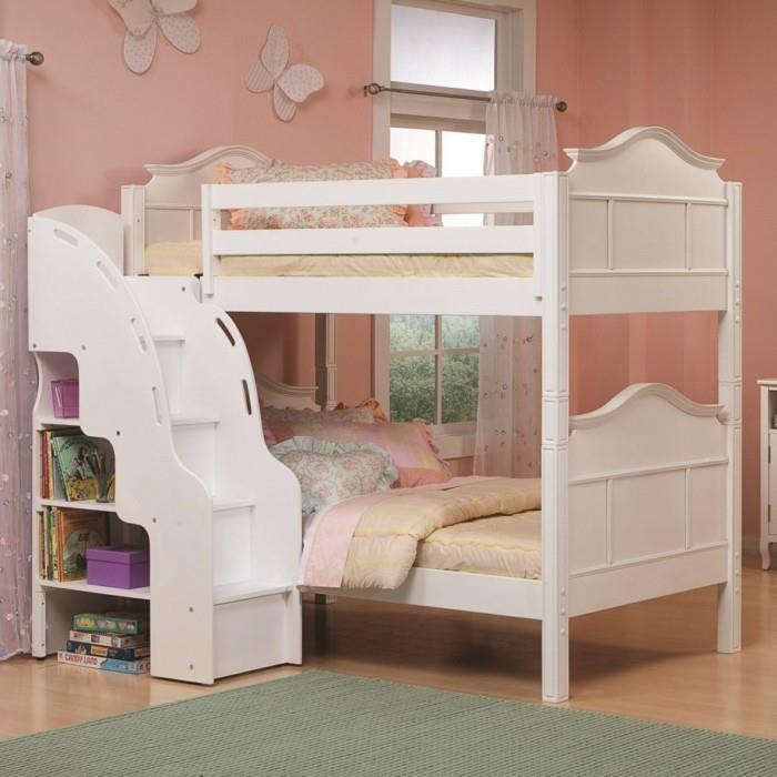 רעיונות חיים חדר ילדים מיטה גבוהה שטח אחסון לבן שטיח ירוק