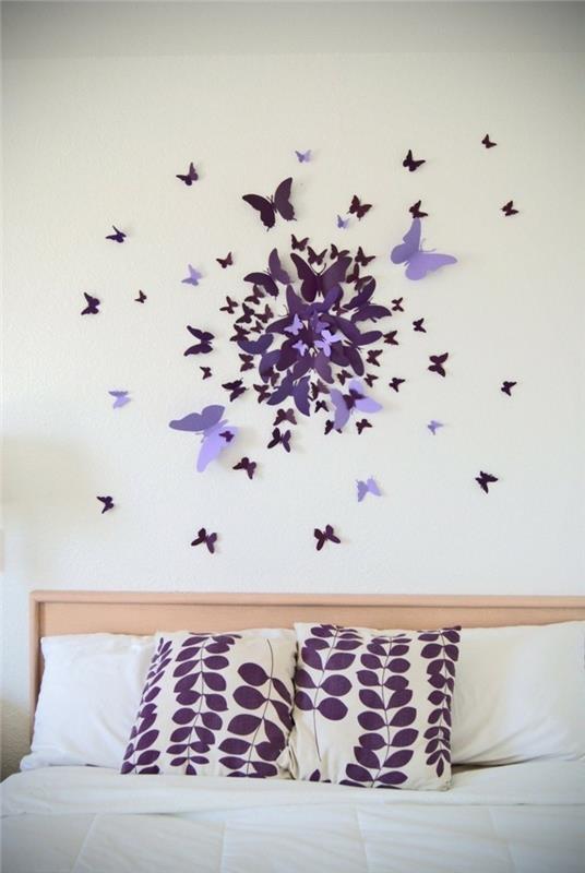 סלון רעיונות חדר שינה קישוט קיר עם פרפרים