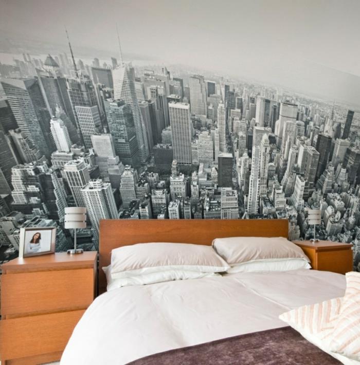 רעיונות חיים לחדר שינה טפט צילום מבטא קיר מיטת וינטג '
