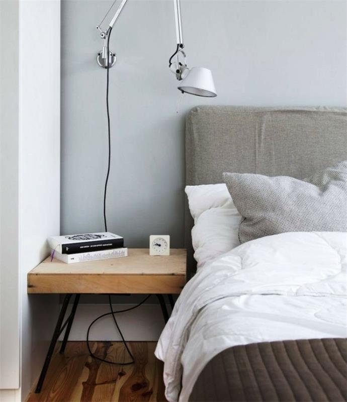 צבע קיר אפור בהיר רעיונות מגורים חדר שינה קירות אפורים בהירים ריצוף חדר שינה קטן מראה עץ