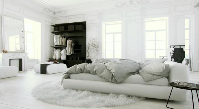 רעיונות חיים חדר שינה שטיח עגול עיצוב פנים לבן