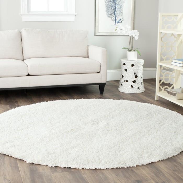 ריהוט רעיונות לדירה שטיח עגול לבן לבן