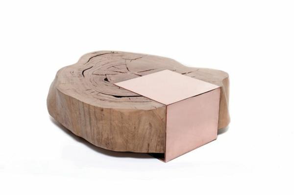 שולחנות סלון עץ שולחן קפה מעץ מלא עץ מתכת