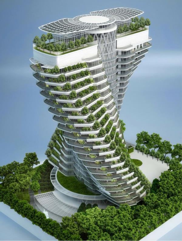 אדריכלות אמנות עכשווית פאנלים סולאריים צמחייה ירוקה