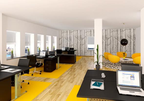 ייעוד עם שטיחים צהובים ריהוט משרדי
